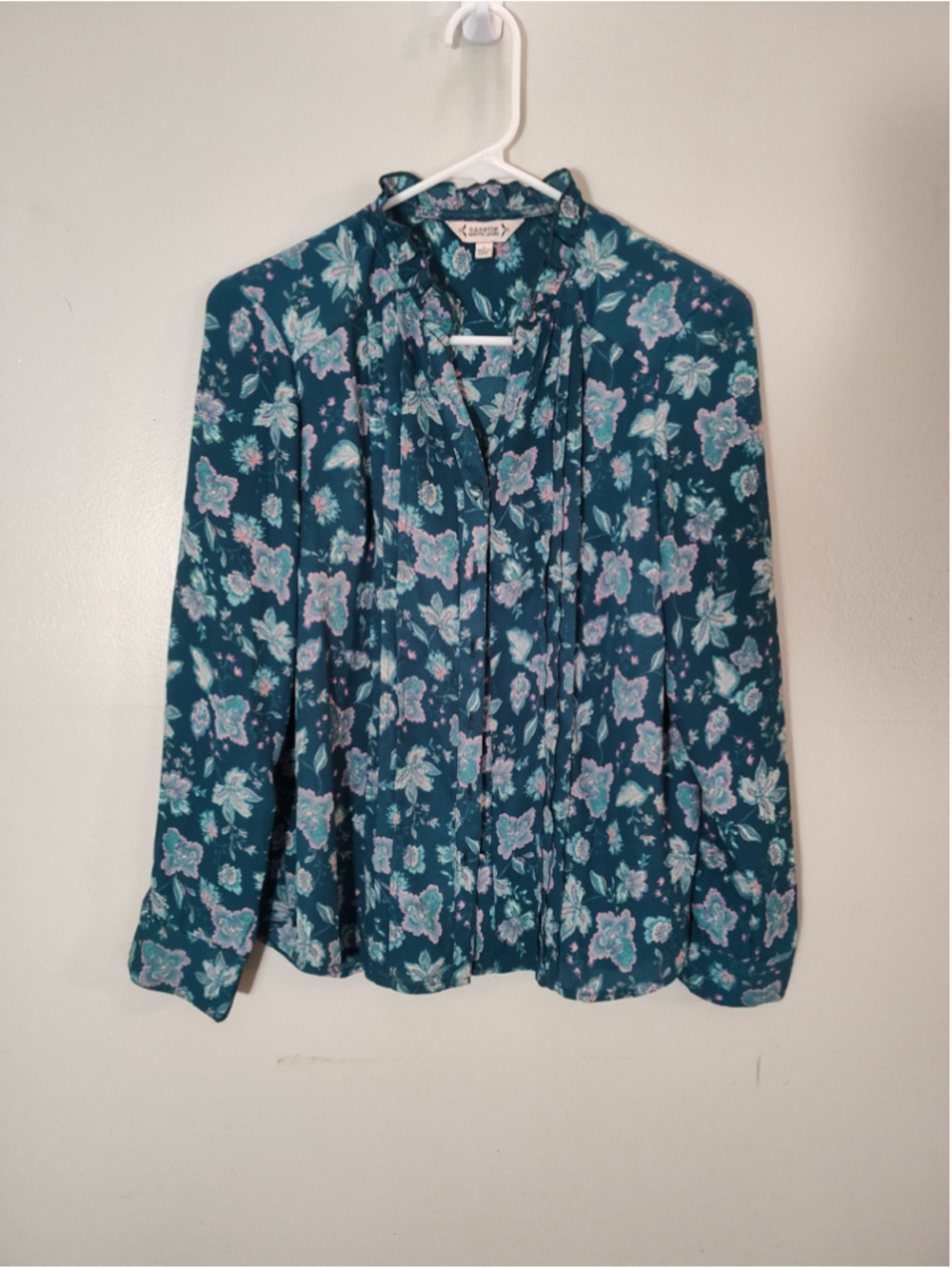 Women's Nanette Lepore Floral Blouse Size S Teal and Pink